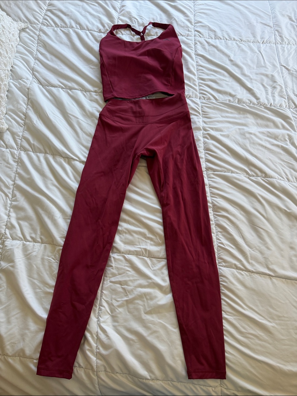 Oner Active Unifiedmove Burgundy High-Waist Leggings with Matching Crop Top